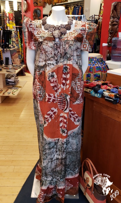 Fabric art displayed with dress